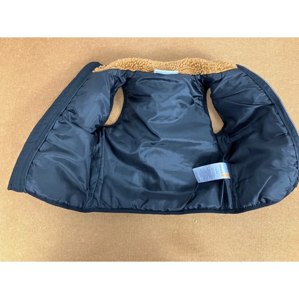 Timberland Baby‎ Boy Puffer Vest Sherpa Trim Navy Tan 6-9 Months